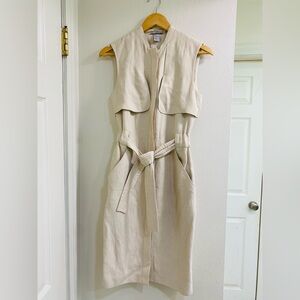 NWOT H&M Light Beige Viscos Trench dress size 4 old money, Capsule wardrobe